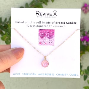 Breast Cancer Awareness Minimalist Chain Pendant Necklace in Sterling Silver or Gold Fill for Women Warrior Cancer Survivor Gifts Jewelry