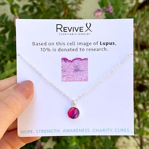 Lupus Awareness Necklace, Lupus Awareness Jewelry, Minimalist Pendant Adjustable Jewelry for Women Autoimmune Warrior Charity Gift Give Back