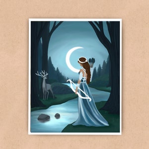 Artemis Hunting in the Woods | Greek Mythology Art Print