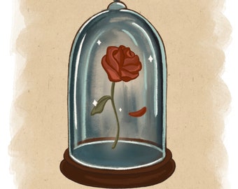 Enchanted Rose art print, beauty and the beast