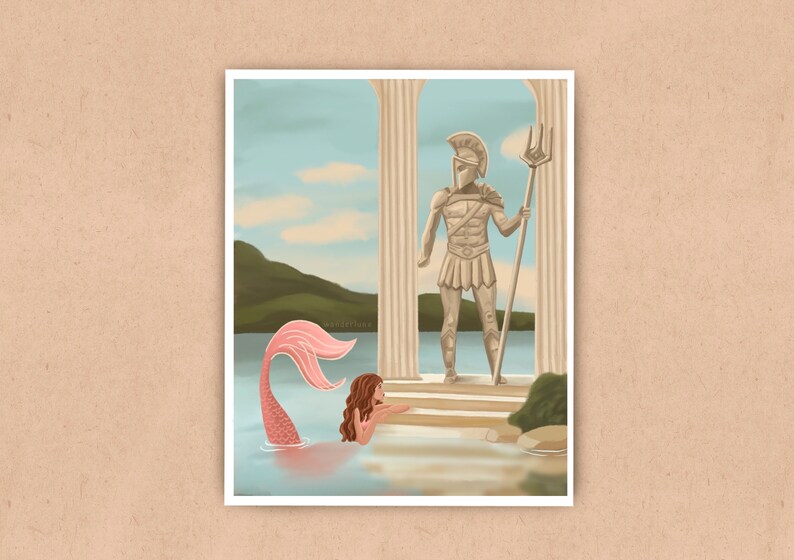 Roman Mermaid Mermaid Visiting the Shrine of Poseidon Illustration | Greek Mythology ...