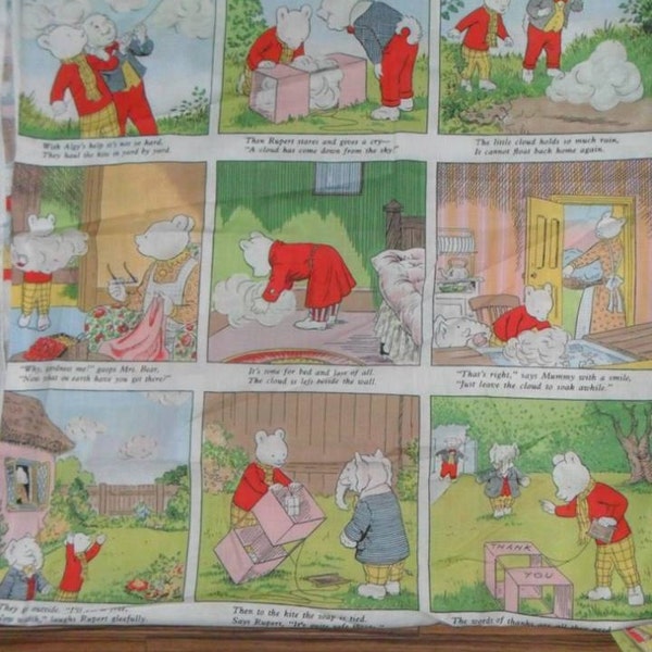 Original Rupert the Bear Story Panel Baumwollstoff