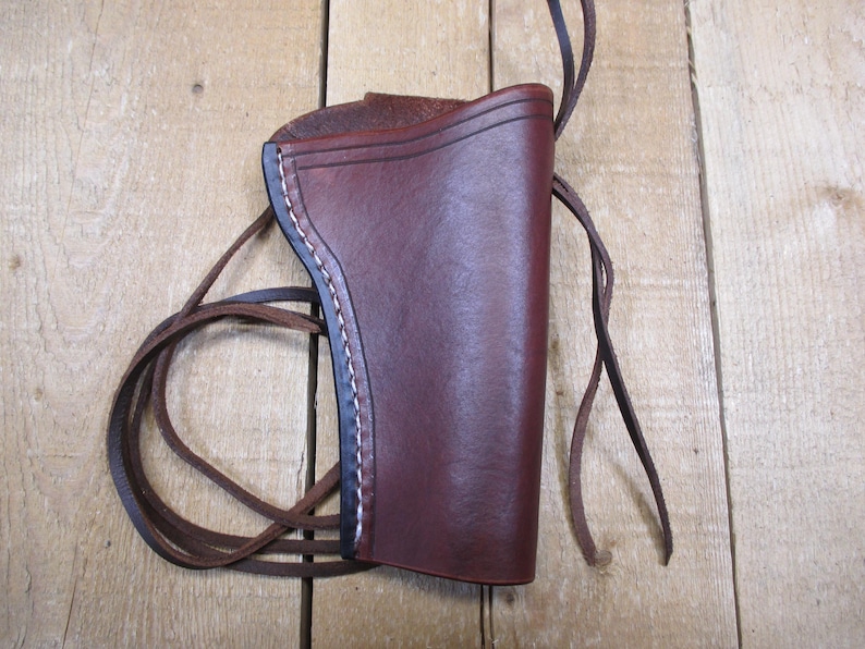 Funda de cuero para RUGER WRANGLER, calibre .22, cañón de 3 3/4", para diestros, hecha a mano por el vendedor en Estados Unidos, estilo western. imagen 12