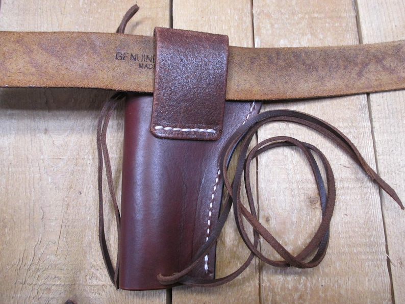 Funda de cuero para RUGER WRANGLER, calibre .22, cañón de 3 3/4", para diestros, hecha a mano por el vendedor en Estados Unidos, estilo western. imagen 5