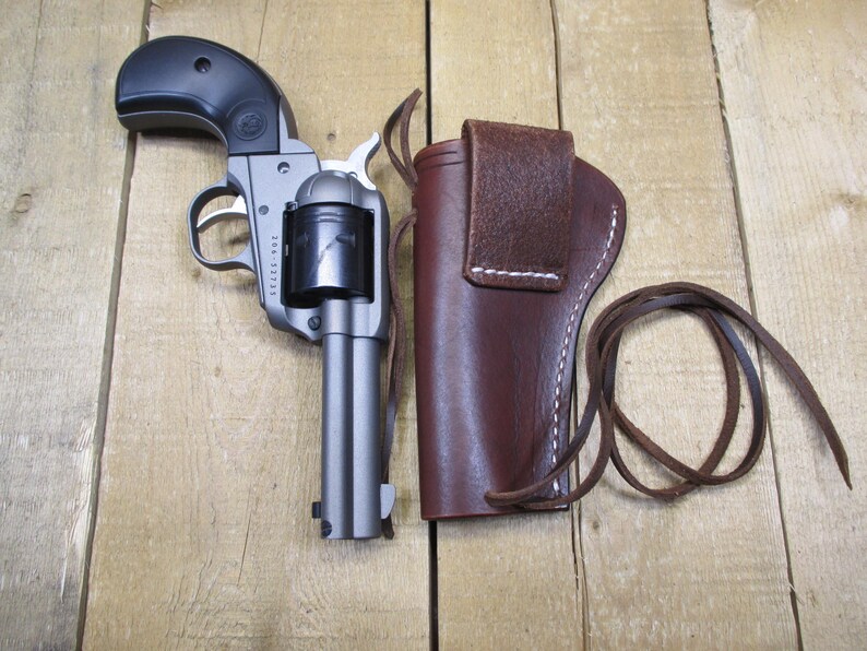Funda de cuero para RUGER WRANGLER, calibre .22, cañón de 3 3/4", para diestros, hecha a mano por el vendedor en Estados Unidos, estilo western. imagen 11