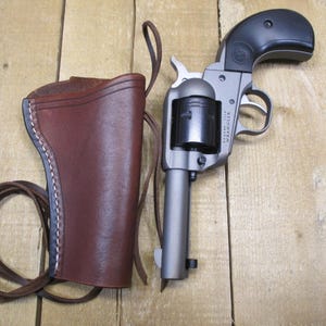 Funda de cuero para RUGER WRANGLER, calibre .22, cañón de 3 3/4", para diestros, hecha a mano por el vendedor en Estados Unidos, estilo western. imagen 10