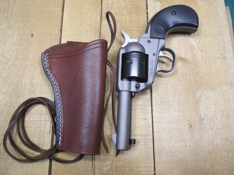 Funda de cuero para RUGER WRANGLER, calibre .22, cañón de 3 3/4", para diestros, hecha a mano por el vendedor en Estados Unidos, estilo western. imagen 10