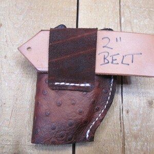 Ruger LCP, LCP II, Max 380, étui en cuir, avec/sans protection laser Crimson Trace. Cuir de vachette marron à motif d'autruche. Fabriqué par le vendeur aux États-Unis image 5