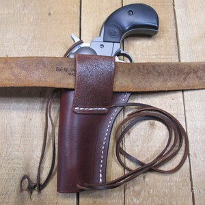 Funda de cuero para RUGER WRANGLER, calibre .22, cañón de 3 3/4", para diestros, hecha a mano por el vendedor en Estados Unidos, estilo western. imagen 3