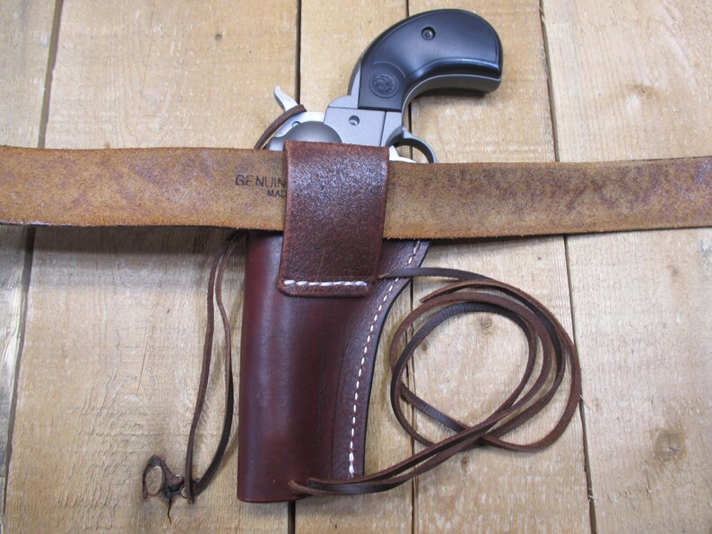 Funda de cuero para RUGER WRANGLER, calibre .22, cañón de 3 3/4", para diestros, hecha a mano por el vendedor en Estados Unidos, estilo western. imagen 3
