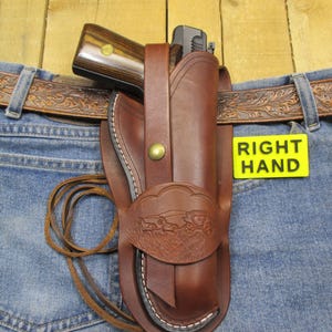 Browning Buckmark Lederholster 5,5 "Lauf, Western Style Single Loop, rechte Hand, handgefertigt in den USA vom Verkäufer, Stage Coach Loop.