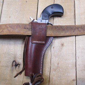 RUGER WRANGLER Leather Holster 22 LR 3 3/4" Barrel, Right Hand, Handmade by the Seller in the United States of America, Dark Brown image 5