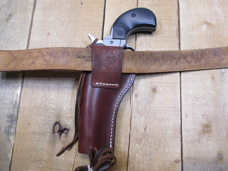 RUGER WRANGLER Leather Holster 22 LR 3 3/4" Barrel, Right Hand, Handmade by the Seller in the United States of America, Dark Brown image 5