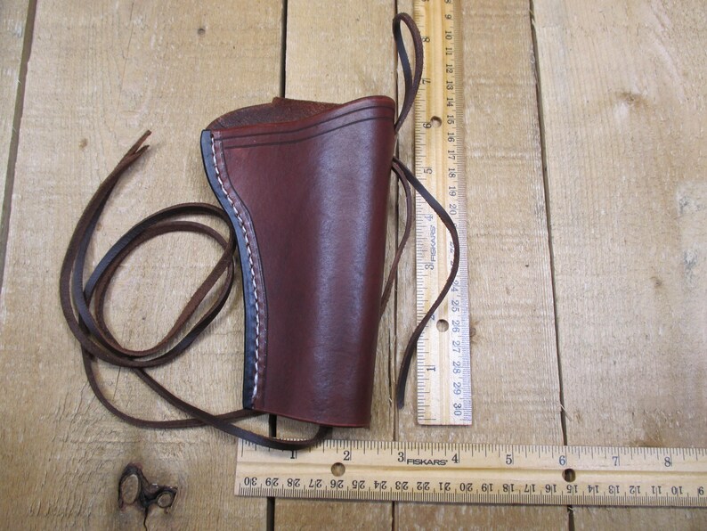 Funda de cuero para RUGER WRANGLER, calibre .22, cañón de 3 3/4", para diestros, hecha a mano por el vendedor en Estados Unidos, estilo western. imagen 7