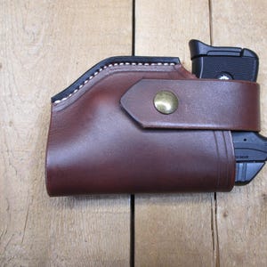 Ruger LCP, LCP II och Max 380, läderhölster med/utan Crimson Trace laserskydd. Högerhänt, brunt. Tillverkad av säljaren i USA bild 6