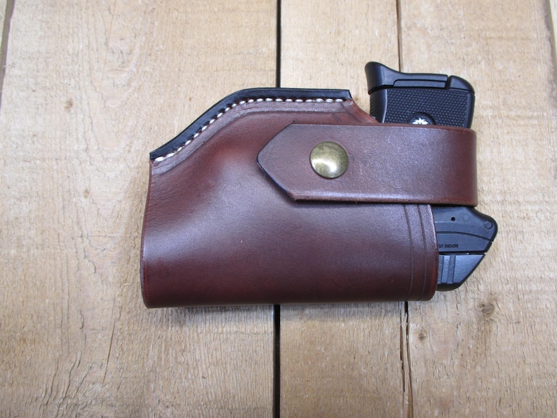 Ruger LCP, LCP II och Max 380, läderhölster med/utan Crimson Trace laserskydd. Högerhänt, brunt. Tillverkad av säljaren i USA bild 6