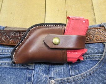 BERETTA  TOMCAT 32 ACP Leather Holster .Right Hand Flat Draw, Brown, Closed Bottom. Handmade by the Seller in the United States of America.