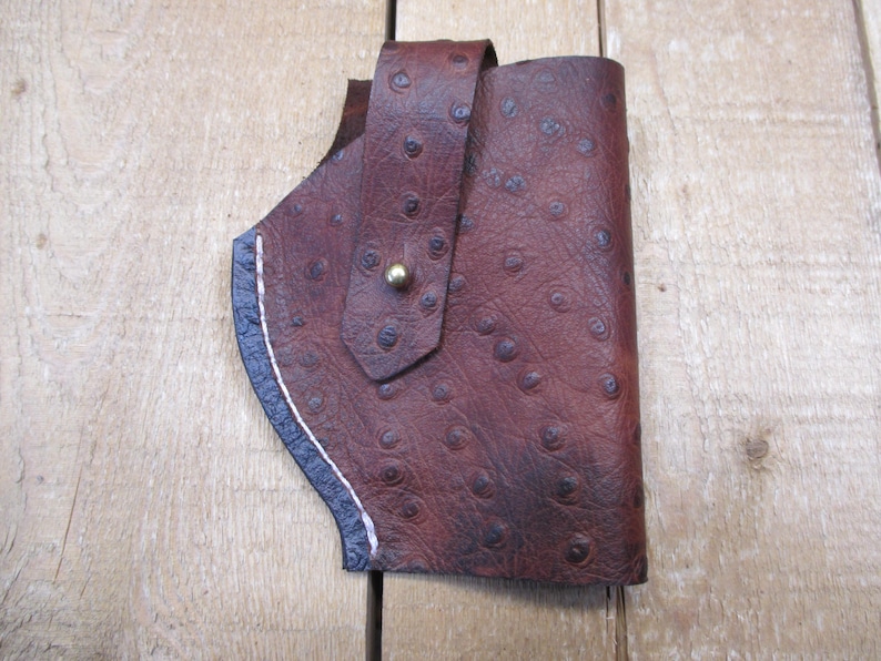 Ruger LCP, LCP II, Max 380, étui en cuir, avec/sans protection laser Crimson Trace. Cuir de vachette marron à motif d'autruche. Fabriqué par le vendeur aux États-Unis image 10