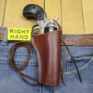 Funda de cuero para RUGER WRANGLER, calibre .22, cañón de 3 3/4", para diestros, hecha a mano por el vendedor en Estados Unidos, estilo western. imagen 1