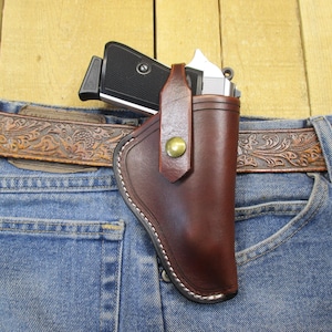 Walther PPK & PPK/S .22 lr, .32  .380, 9mm, Leather Holster.  Right Hand, Steel Belt Clip. Made by Seller in the United States of America