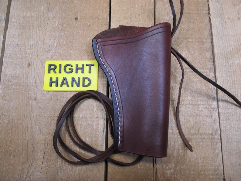 Funda de cuero para RUGER WRANGLER, calibre .22, cañón de 3 3/4", para diestros, hecha a mano por el vendedor en Estados Unidos, estilo western. imagen 9