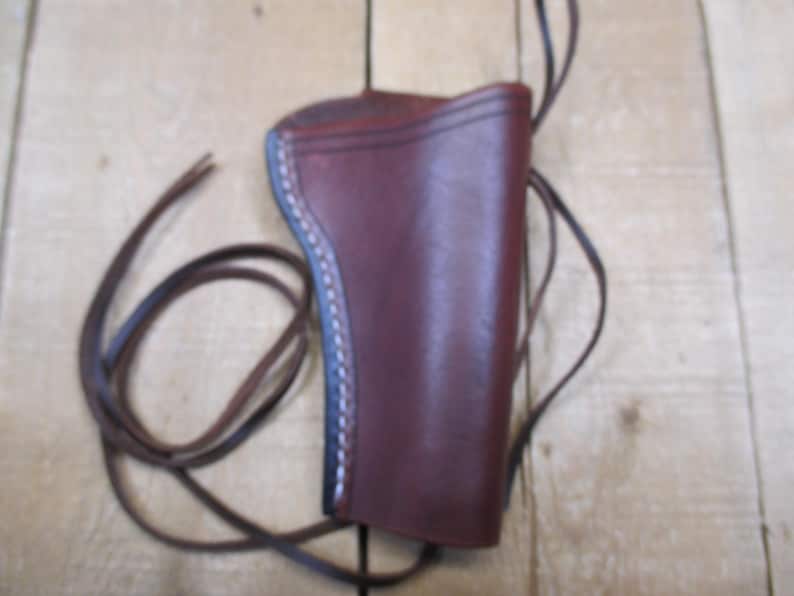 Funda de cuero para RUGER WRANGLER, calibre .22, cañón de 3 3/4", para diestros, hecha a mano por el vendedor en Estados Unidos, estilo western. imagen 6