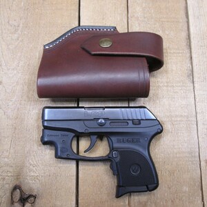 Ruger LCP, LCP II och Max 380, läderhölster med/utan Crimson Trace laserskydd. Högerhänt, brunt. Tillverkad av säljaren i USA bild 10