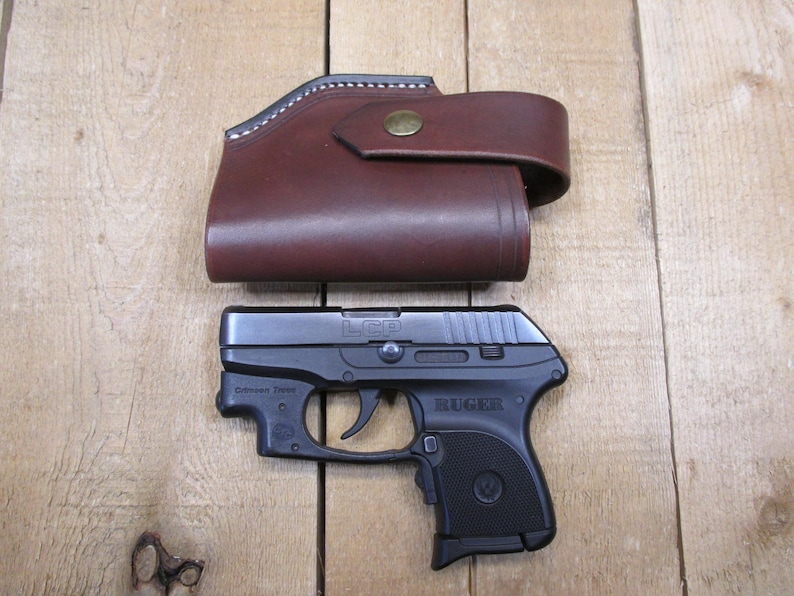 Ruger LCP, LCP II och Max 380, läderhölster med/utan Crimson Trace laserskydd. Högerhänt, brunt. Tillverkad av säljaren i USA bild 10