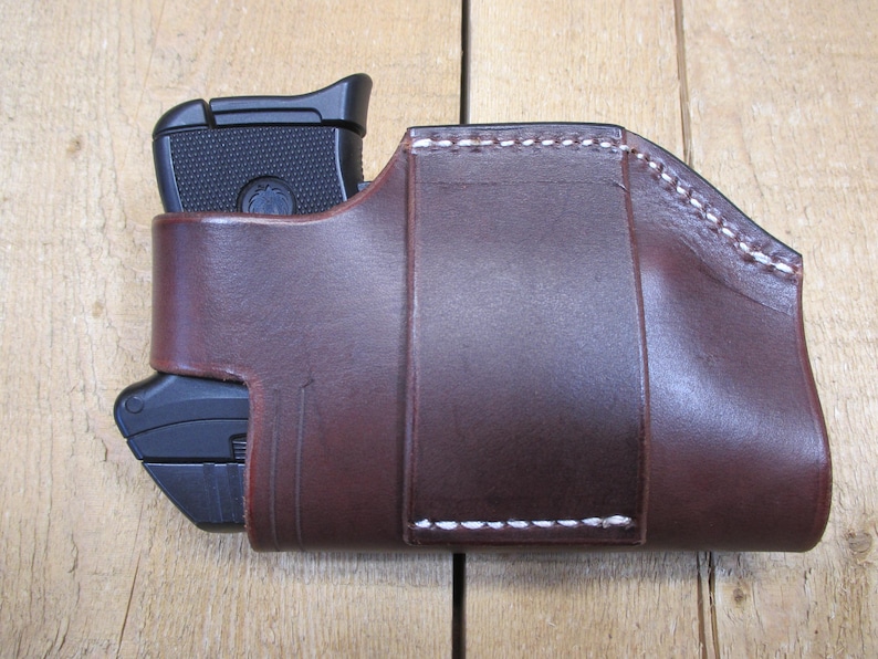 Ruger LCP, LCP II och Max 380, läderhölster med/utan Crimson Trace laserskydd. Högerhänt, brunt. Tillverkad av säljaren i USA bild 7