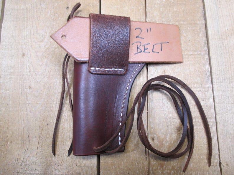Funda de cuero para RUGER WRANGLER, calibre .22, cañón de 3 3/4", para diestros, hecha a mano por el vendedor en Estados Unidos, estilo western. imagen 8