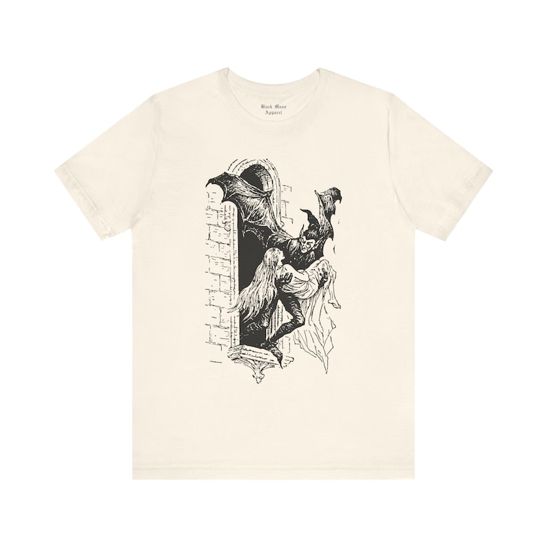 Vintage Dracula, Gothic Shirt, Vampire T-shirt, Creepy Art, Goth Tshirt, Retro Unisex Jersey Short Sleeve Tee