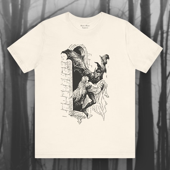 Vintage Dracula, Gothic Shirt, Vampire T-shirt, Creepy Art, Goth Tshirt, Retro Unisex Jersey Short Sleeve Tee