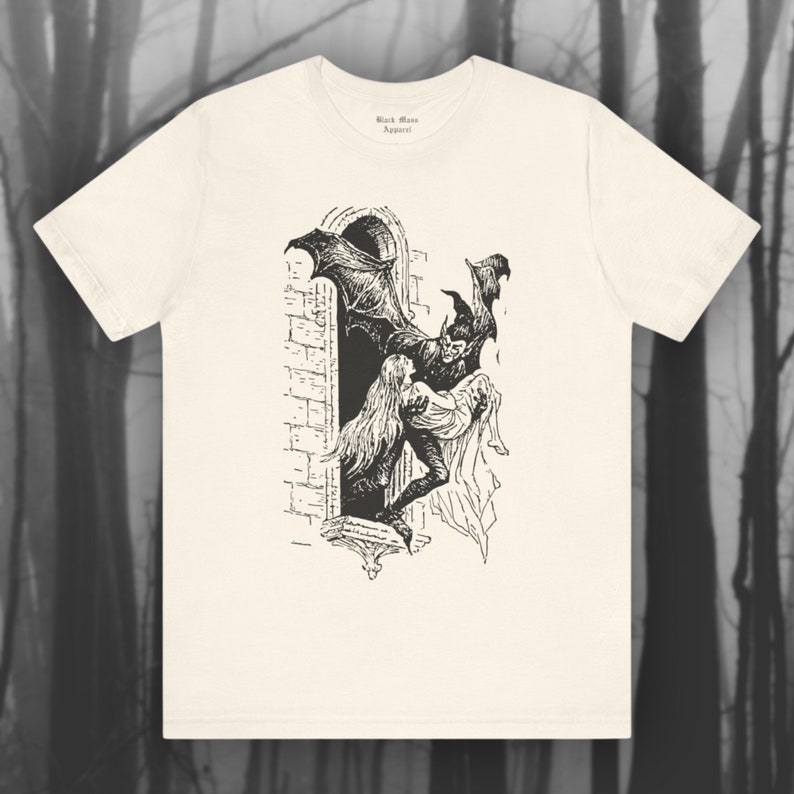 Vintage Dracula, Gothic Shirt, Vampire T-shirt, Creepy Art, Goth Tshirt, Retro Unisex Jersey Short Sleeve Tee