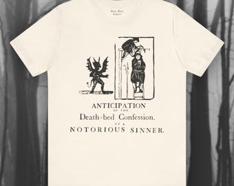 Notorious Sinner, Vintage Woodcut T-shirt, Devil Shirt, Witchcraft Tshirt, Gallows, Occult, Black Magic Unisex Jersey Short Sleeve Tee