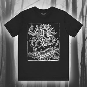 Witch of Berkeley, Creepy Gothic Tee, Occult Woodcut Shirt, Vintage Witchcraft T-shirt, Black Magic Tshirt, Medieval Unisex Short Sleeve