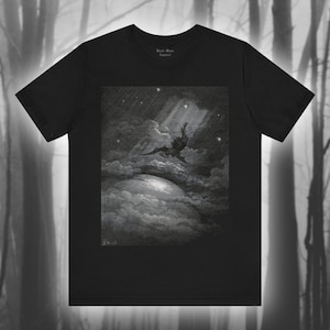 Auf dem Weg zur Küste der Erde darunter, Paradise Lost Shirt, Gustave Dore Art, John Milton, Classic Literature Unisex Jersey Kurzarm T-Shirt