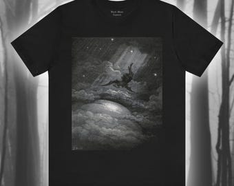 Towards the Coast of Earth Beneath, Paradise Lost Shirt, Gustave Dore Art, John Milton, Classic Literature Unisex Jersey Short Sleeve Tee