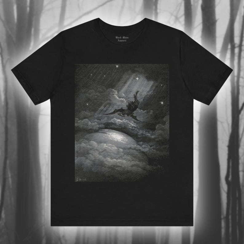 Towards the Coast of Earth Beneath, Paradise Lost Shirt, Gustave Dore Art, John Milton, Classic Literature Unisex Jersey Short Sleeve Tee