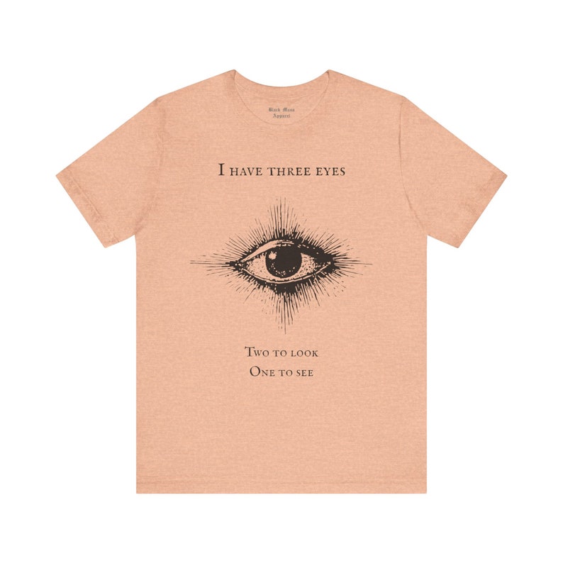 Third Eye, All Seeing Eye T-shirt, Spiritual Shirt, Yoga, Celestial, Trippy Boho Tshirt, Psychedelic Unisex Jersey Short Sleeve Tee Heather Peach