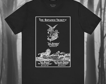 The Satanic Trinity, Gothic Shirt, Creepy Goth T-shirt, Occult Tshirt, Satanism, Vintage Devil, Spooky Top, Biblical Art Unisex Tee