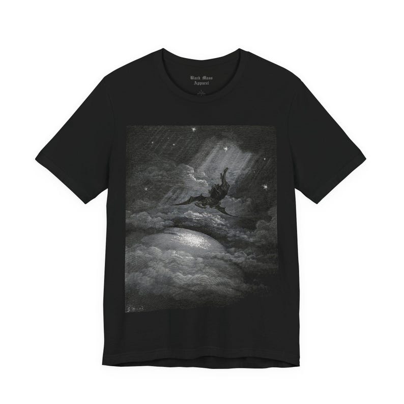 Towards the Coast of Earth Beneath, Paradise Lost Shirt, Gustave Dore Art, John Milton, Classic Literature Unisex Jersey Short Sleeve Tee