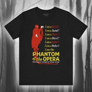 Phantom of the Opera, Silent Film Shirt, Horror Movie T-shirt, Classic Novel Tshirt, Spooky Monster, Unisex Jersey Short Sleeve Tee