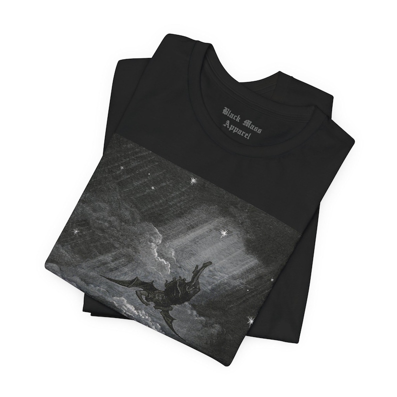 Towards the Coast of Earth Beneath, Paradise Lost Shirt, Gustave Dore Art, John Milton, Classic Literature Unisex Jersey Short Sleeve Tee