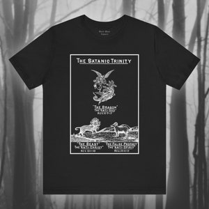 The Satanic Trinity, Gothic Shirt, Creepy Goth T-shirt, Occult Tshirt, Satanism, Vintage Devil, Spooky Top, Biblical Art Unisex Tee