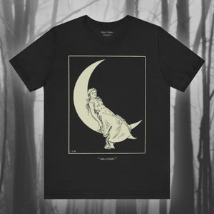 Solitude, fille en croissant de lune, chemise vintage, t-shirt rétro, t-shirt d'art victorien classique, gothique, t-shirt unisexe à manches courtes pour femme endormie
