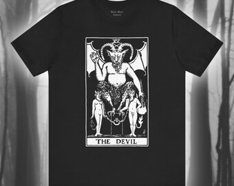 The Devil, Tarot Card Reading Shirt, Goth Occult Tshirt, Witchcraft, Black Magic T-shirt, Gothic Unisex Jersey Short Sleeve Tee