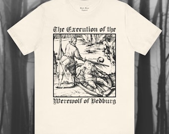 Ausführung des Werwolfs, Lycanthrope Shirt, mittelalterliche Kunst Tshirt, Lycanthropy, gruseliges Vintage Monster T-Shirt Unisex Kurzarm T-Shirt