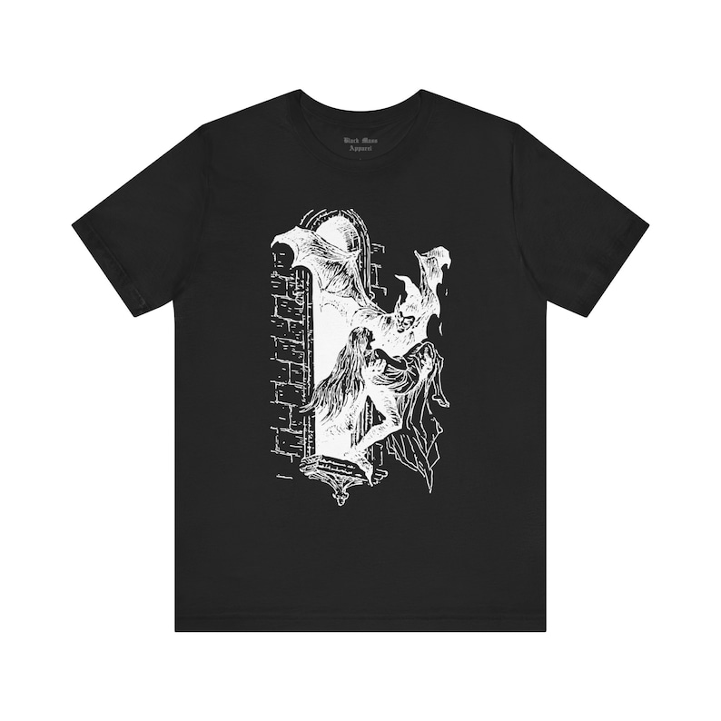 Vintage Dracula, Gothic Shirt, Vampire T-shirt, Creepy Art, Goth Tshirt, Retro Unisex Jersey Short Sleeve Tee