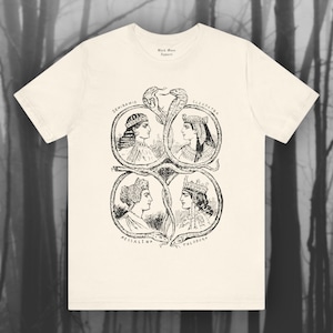 Ikonen, Mythologie T-shirt, Heldinnen Shirt, weibliche Idole Tshirt, alte Geschichte, historische Figuren Unisex Jersey Kurzarm T-Shirt