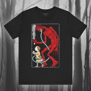 Krampus I, Creepy Christmas Shirt, Spooky Holiday T-shirt, Folklore T Shirt, Demon Tshirt, Creepmas, Gothic Unisex Short Sleeve Tee